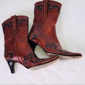 Antonio Melani Cognac Western Cowgirl Boots